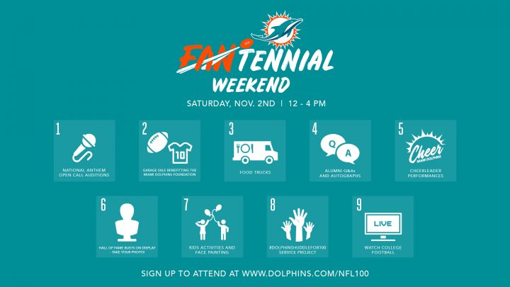 Free Miami Dolphins Fantennial celebration