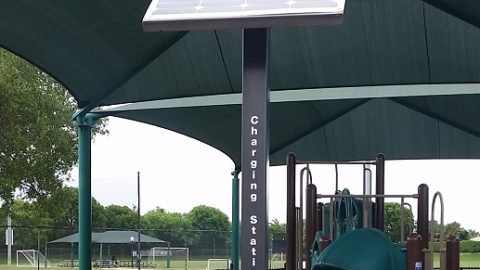 Free solar stations for portable devices at Weston parks